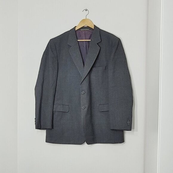 Select Vintage Men's Gray 100% Pure Wool Oversized Sport Blazer Size R-48 Retro